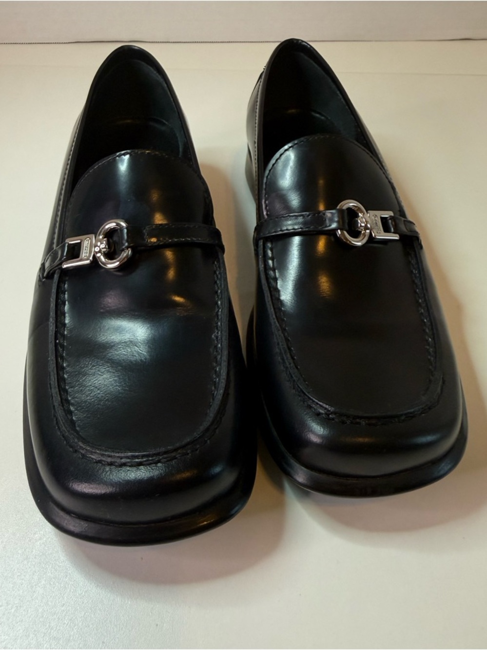 Coach Claudia Black Leather Loafers 7B
